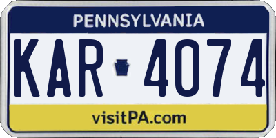 PA license plate KAR4074