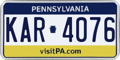 PA license plate KAR4076