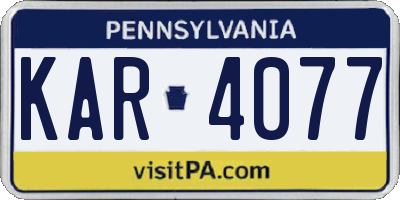 PA license plate KAR4077