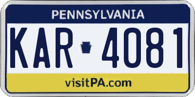 PA license plate KAR4081