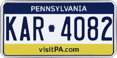 PA license plate KAR4082