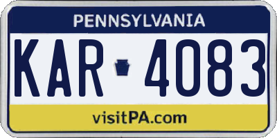 PA license plate KAR4083