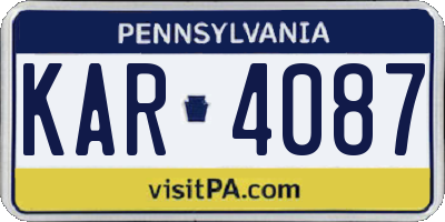 PA license plate KAR4087