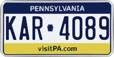 PA license plate KAR4089