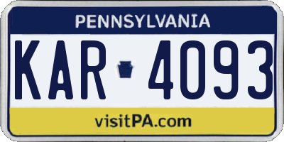 PA license plate KAR4093