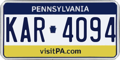 PA license plate KAR4094