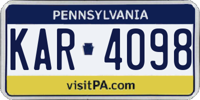 PA license plate KAR4098