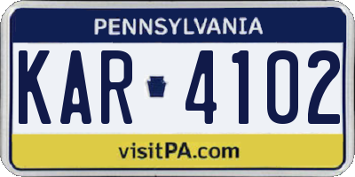PA license plate KAR4102