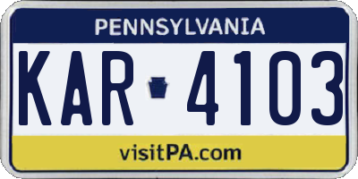 PA license plate KAR4103