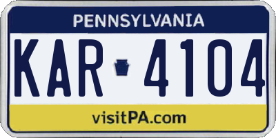 PA license plate KAR4104