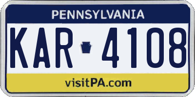 PA license plate KAR4108