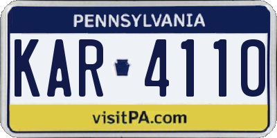 PA license plate KAR4110
