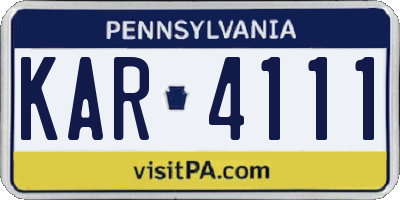 PA license plate KAR4111