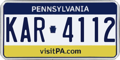 PA license plate KAR4112