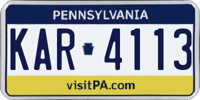 PA license plate KAR4113