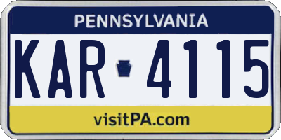 PA license plate KAR4115