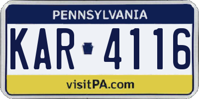 PA license plate KAR4116