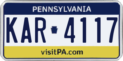 PA license plate KAR4117