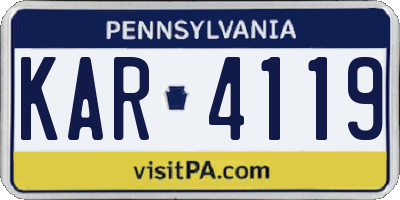 PA license plate KAR4119