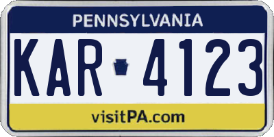 PA license plate KAR4123