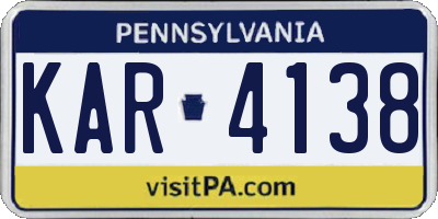 PA license plate KAR4138