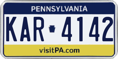 PA license plate KAR4142