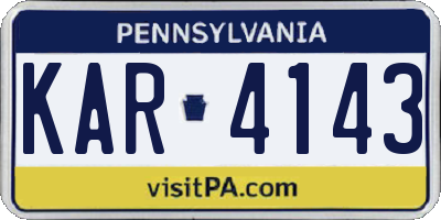 PA license plate KAR4143