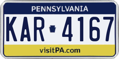 PA license plate KAR4167