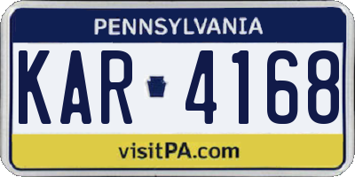 PA license plate KAR4168