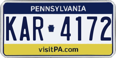 PA license plate KAR4172