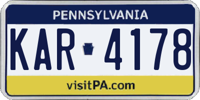 PA license plate KAR4178