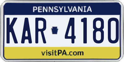 PA license plate KAR4180