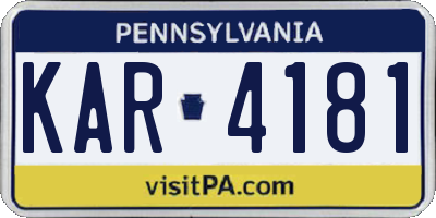 PA license plate KAR4181