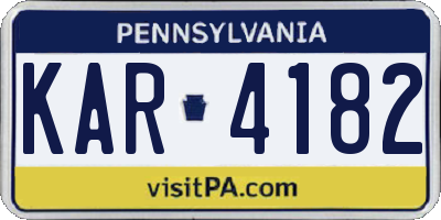 PA license plate KAR4182