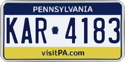 PA license plate KAR4183