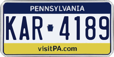 PA license plate KAR4189