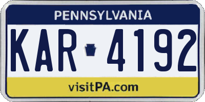 PA license plate KAR4192
