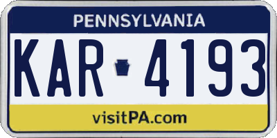 PA license plate KAR4193