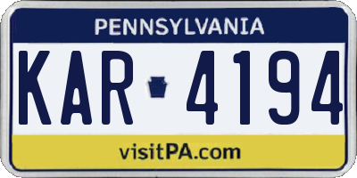 PA license plate KAR4194