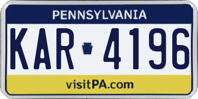 PA license plate KAR4196