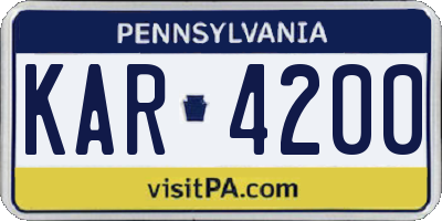 PA license plate KAR4200