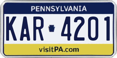 PA license plate KAR4201