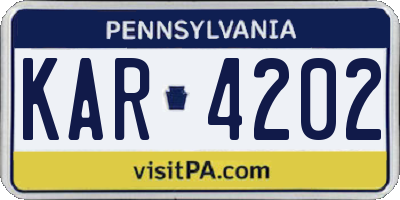 PA license plate KAR4202