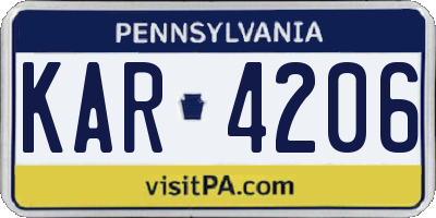 PA license plate KAR4206