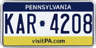 PA license plate KAR4208