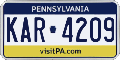 PA license plate KAR4209