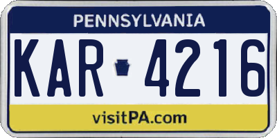 PA license plate KAR4216