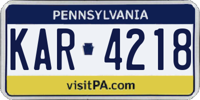 PA license plate KAR4218