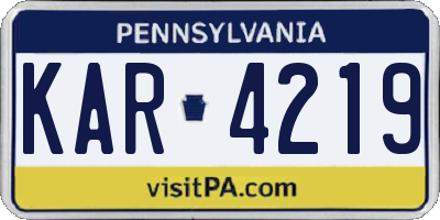 PA license plate KAR4219