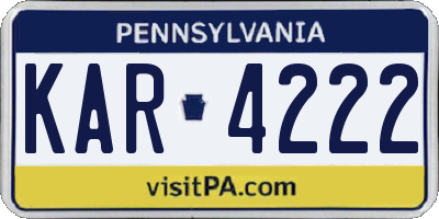PA license plate KAR4222